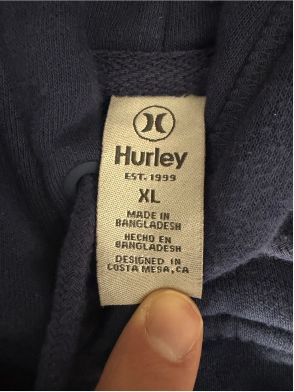 Men's Hurley Navy Teal Logo Hoodie Sweatshirt XL - Picture 2 of 3